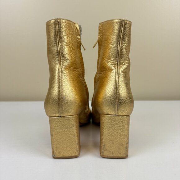EUC Maryam Nassir Zadeh Gold Agnes Pebbled Leather Ankle Boots - Picture 4 of 13